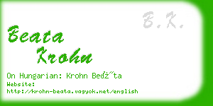 beata krohn business card